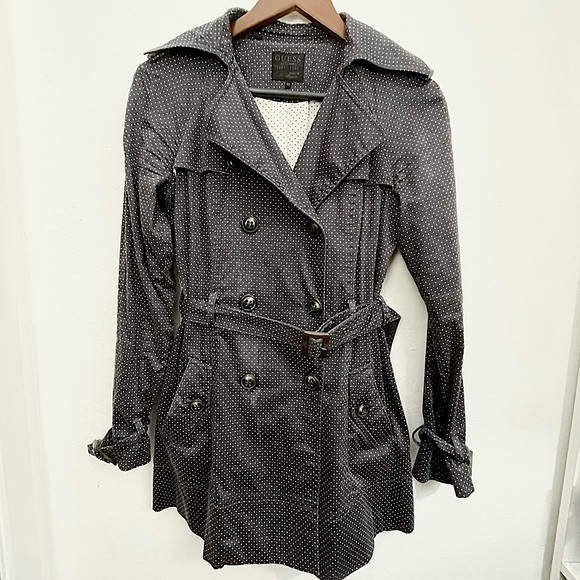 Navy Polka Dot Trench Jacket 🧥 - Picture 1 of 2